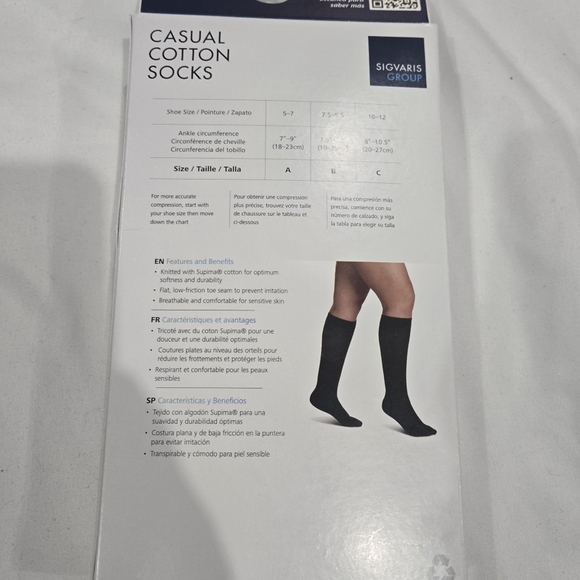 Sigvaris Group Casual Cotton Socks Graduated Compression 15-20 Size C Black - Picture 5 of 8
